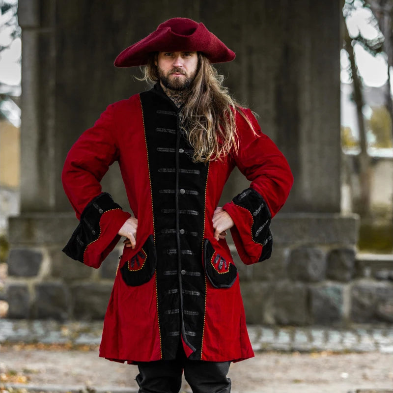 Commanding men's Pirate clothing, featuring authentic period styles, rich fabrics, and bold designs for the ultimate swashbuckler.