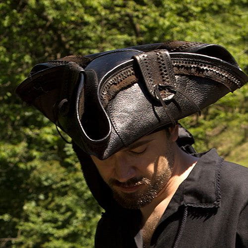 Black Leather Pirate Hat-3-Viking Warrior