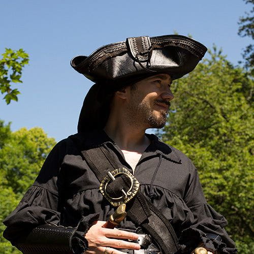Black Leather Pirate Hat-2-Viking Warrior