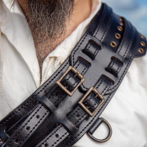 Bandolier in Rugged Black Leather-6-Viking Warrior