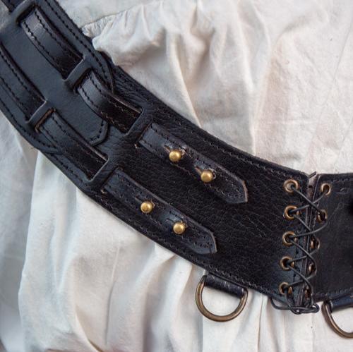 Bandolier in Rugged Black Leather-7-Viking Warrior