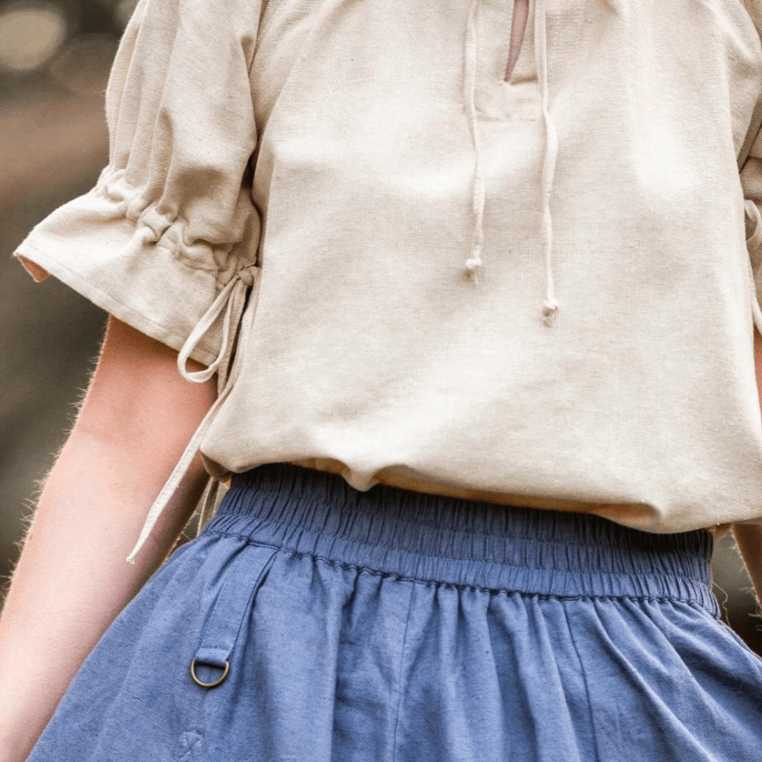 Natural Cotton Short Sleeve Pirate Blouse | Straight Cut-Pirate Clothing Store