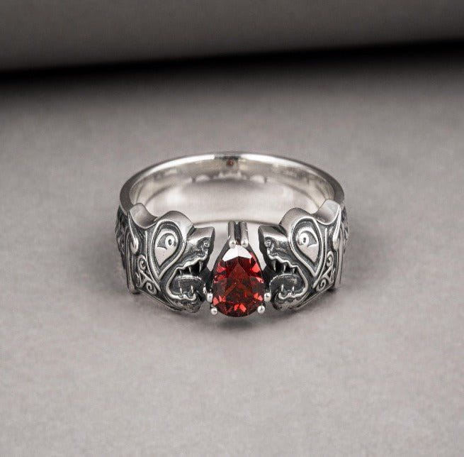 Sterling Silver Old Norse Fenrir Wolf Ring | Custom Pirate Jewelry-Pirate Clothing Store