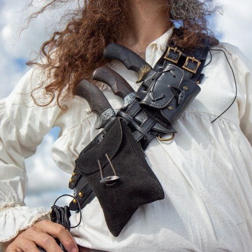 Bandolier in Rugged Black Leather-10-Viking Warrior