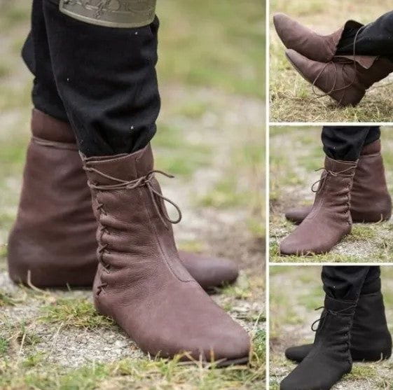 Pirate Boots - Brown Low Cut Lace-Tied-Pirate Clothing Store