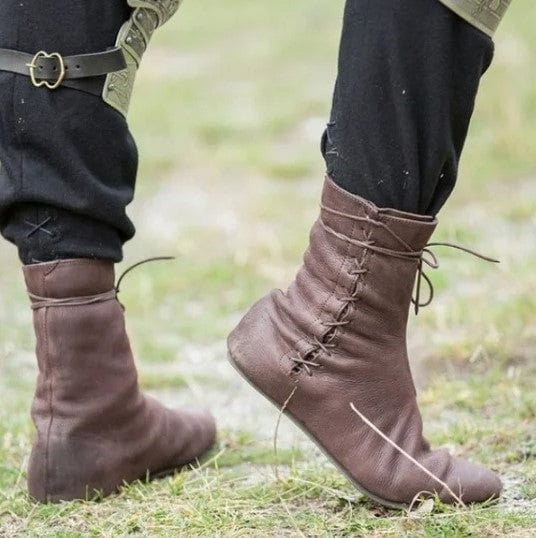 Pirate Boots - Brown Low Cut Lace-Tied-Pirate Clothing Store