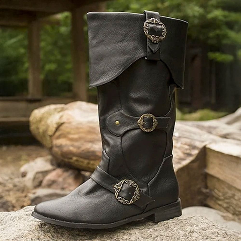 Classic Cuffed Buckle Boots-Pirate Clothing Store