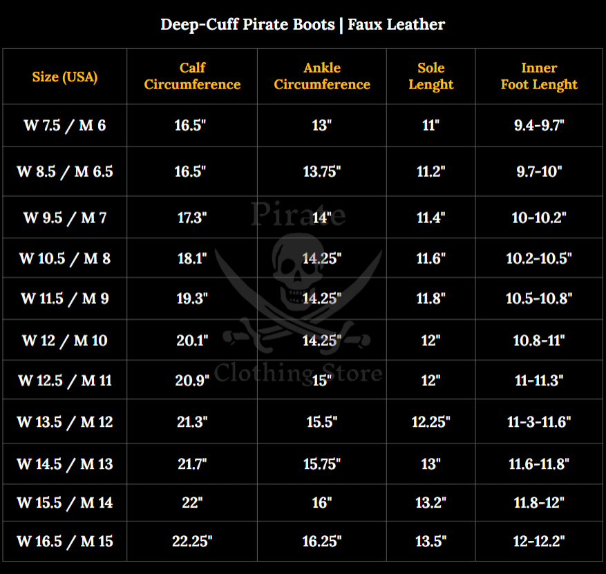 Deep-Cuff Pirate Boots | Faux Leather-Pirate Clothing Store