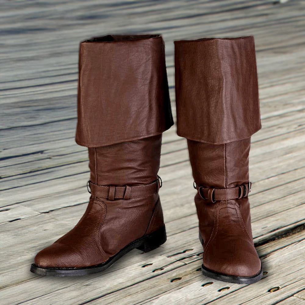 Deep-Cuff Pirate Boots | Faux Leather-Pirate Clothing Store