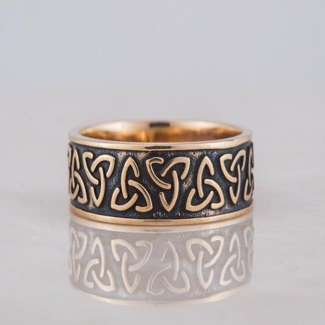 Handcrafted Bronze Pirate Ring | Triquetra Norse Design-Pirate Clothing Store