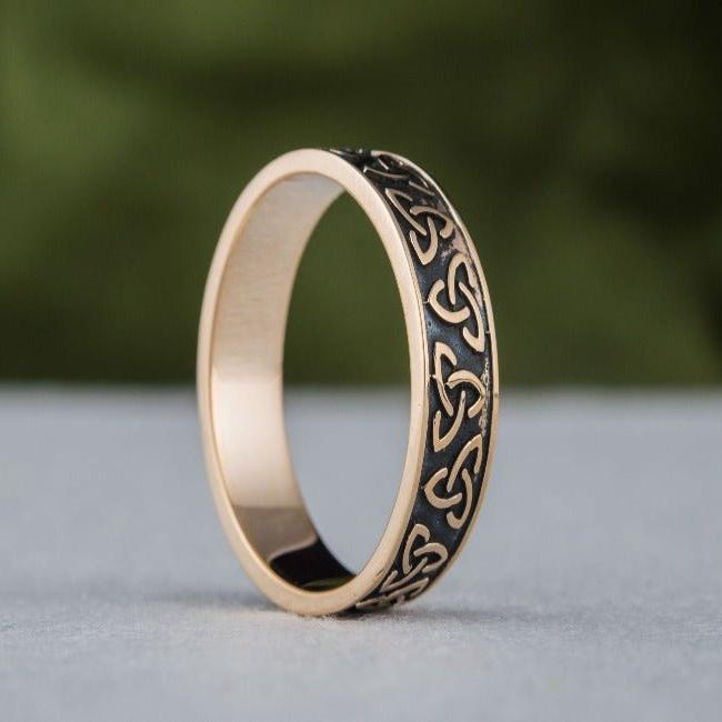 Handcrafted Bronze Pirate Ring | Triquetra Norse Design-Pirate Clothing Store