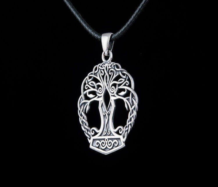 Handcrafted Old Norse Yggdrasil & Mjolnir Pendant | Pirate Jewelry-Pirate Clothing Store