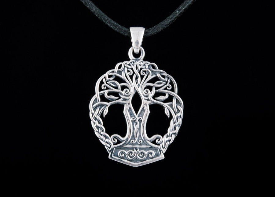 Handcrafted Old Norse Yggdrasil & Mjolnir Pendant | Pirate Jewelry-Pirate Clothing Store