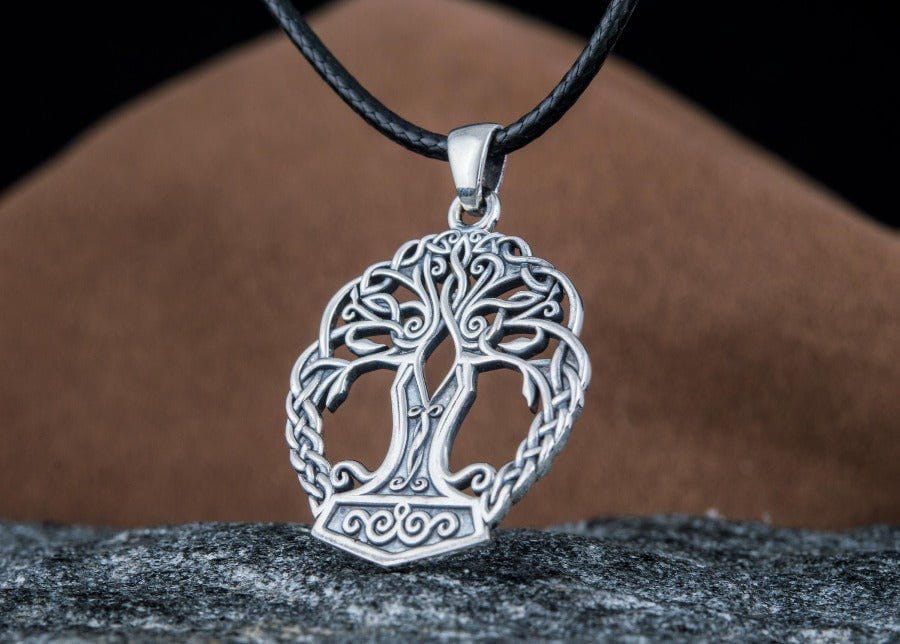 Handcrafted Old Norse Yggdrasil & Mjolnir Pendant | Pirate Jewelry-Pirate Clothing Store