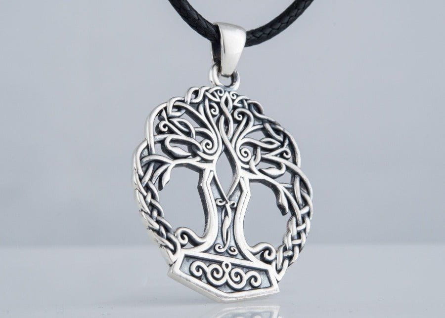 Handcrafted Old Norse Yggdrasil & Mjolnir Pendant | Pirate Jewelry-Pirate Clothing Store