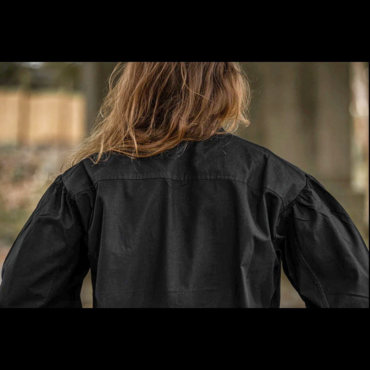 Black Lace-up Pirate Shirt | Cord Lacing | Wooden Buttons-Pirate Clothing Store