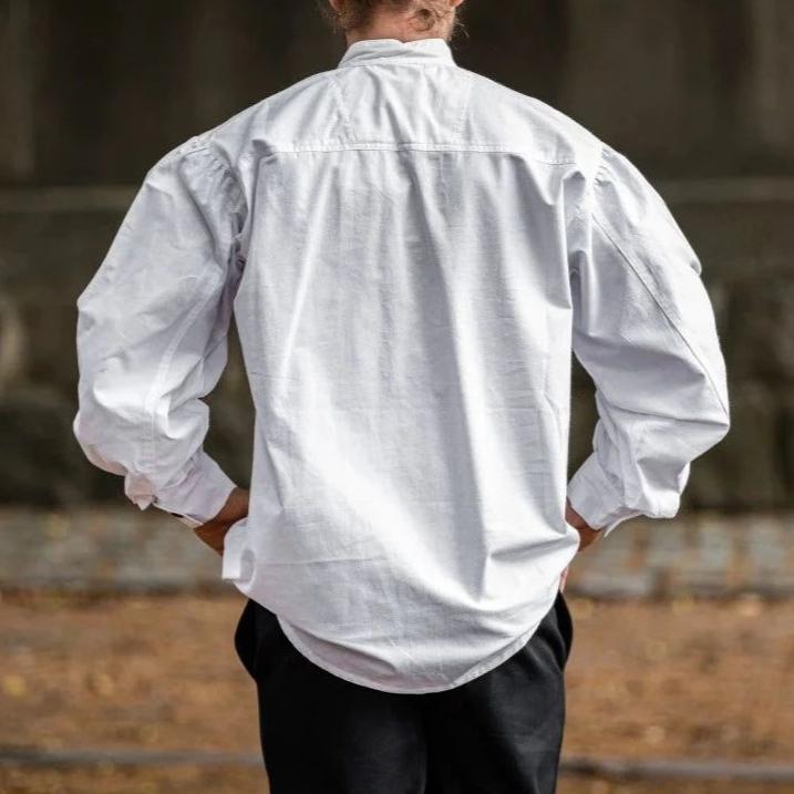 Laced Cotton Pirate Shirt | Continuous Cord Lacing | Wooden Buttons-Pirate Clothing Store
