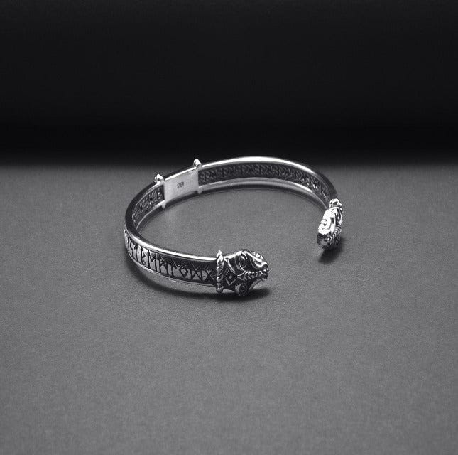 Old Norse Jormungandr Pirate Bracelet | Engraved Elder Futhark Runes-Pirate Clothing Store