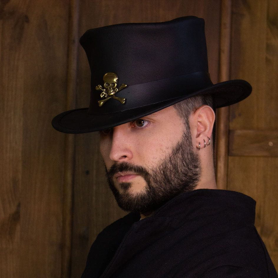 Black Leather Pirate Samedi Hat