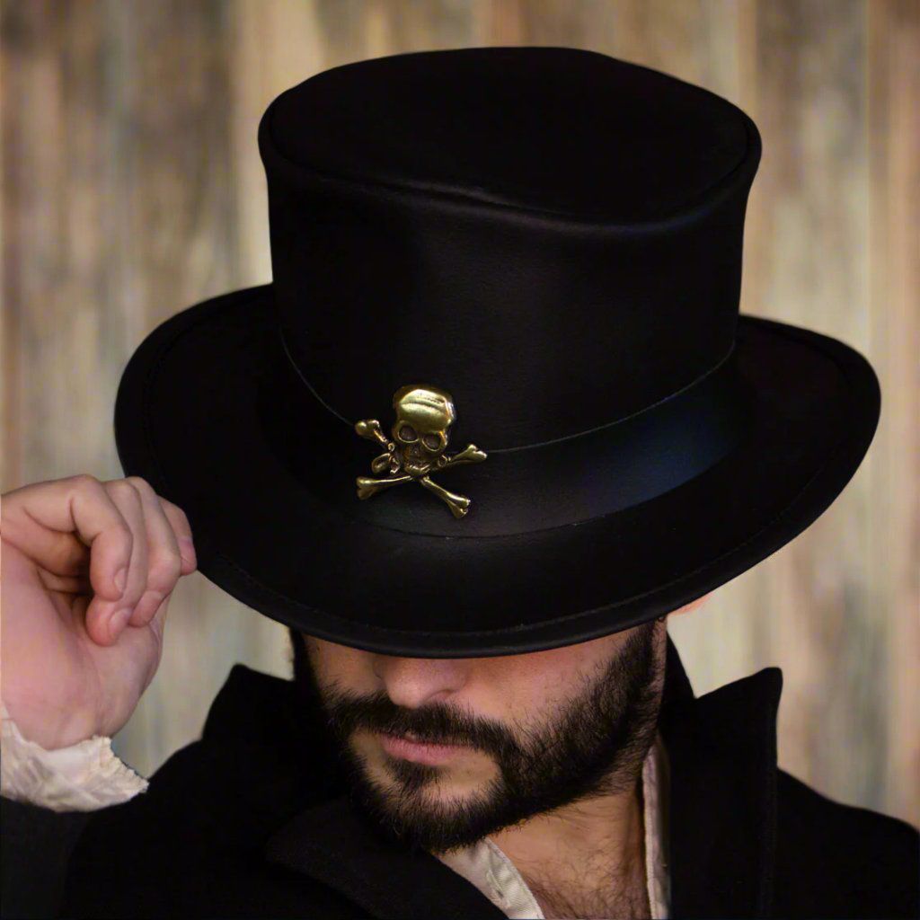 Black Leather Pirate Samedi Hat