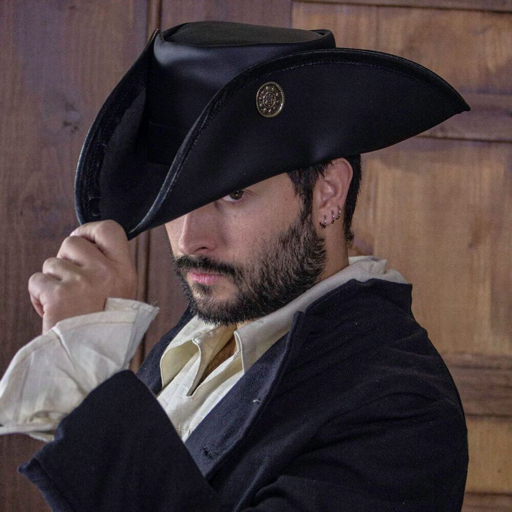 Black Tricorn Pirate Hat with Doubloons
