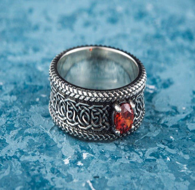 Sterling Silver Ornament Pirate Ring | Norse-Inspired | Custom Sizing-Pirate Clothing Store