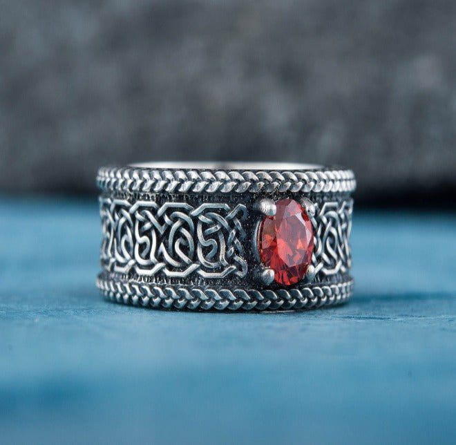 Sterling Silver Ornament Pirate Ring | Norse-Inspired | Custom Sizing-Pirate Clothing Store