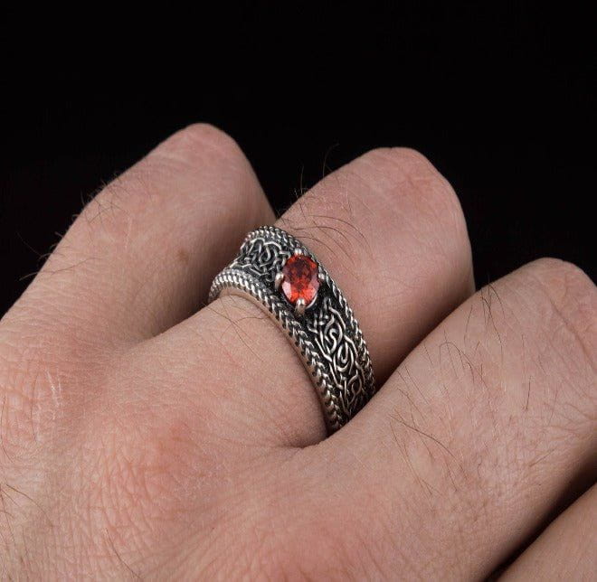 Sterling Silver Ornament Pirate Ring | Norse-Inspired | Custom Sizing-Pirate Clothing Store