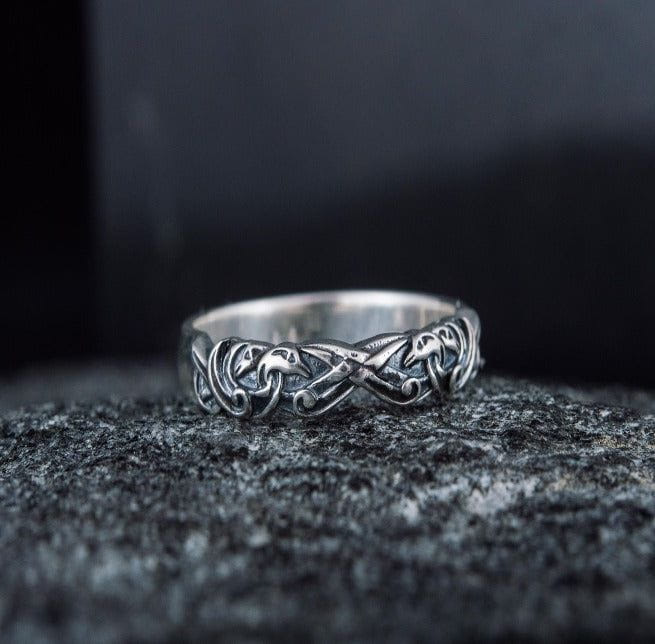 Sterling Silver Raven Pirate Ring | Customizable Size-Pirate Clothing Store