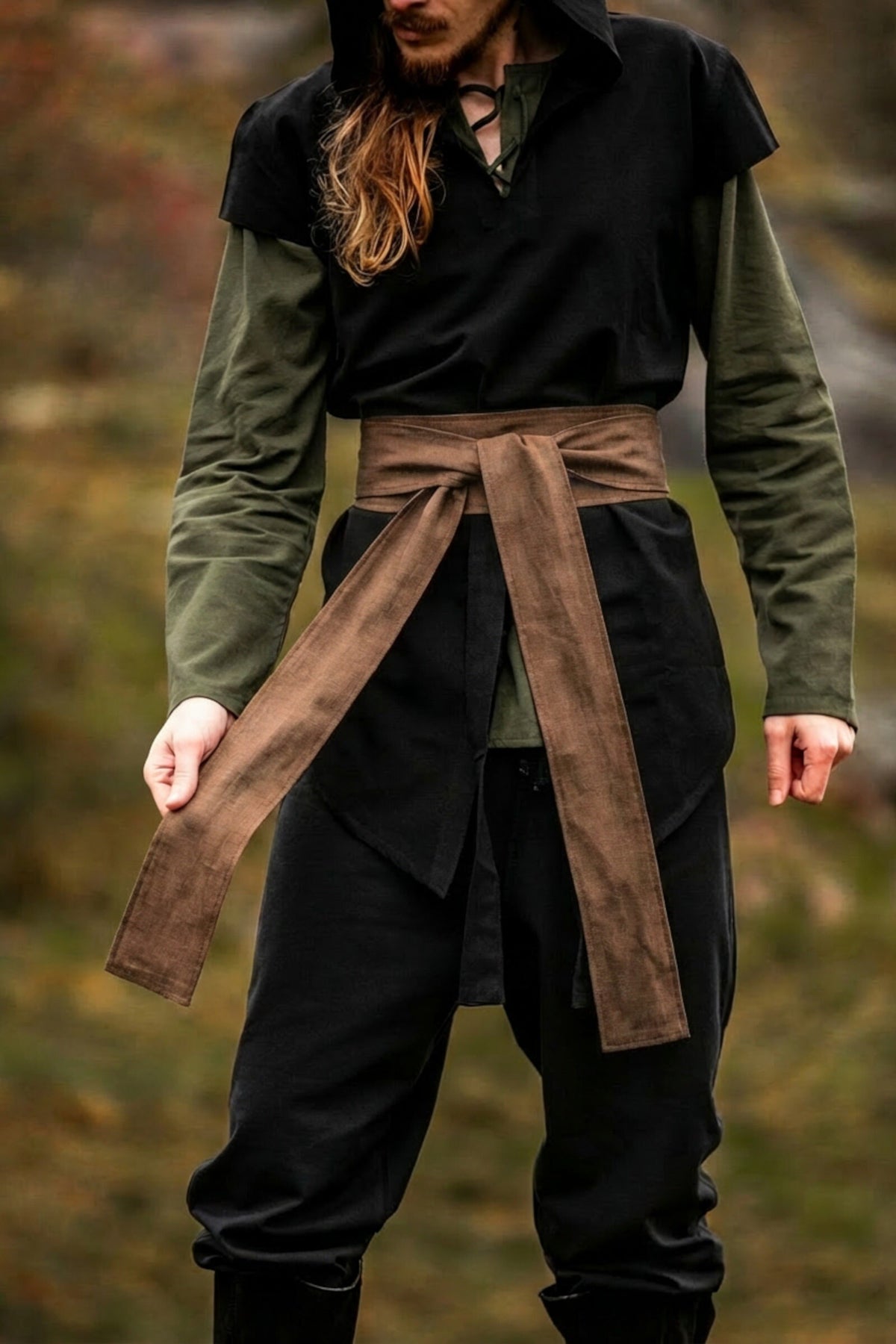 Brown Linen Pirate Sash Belt | Lightweight Unisex Design