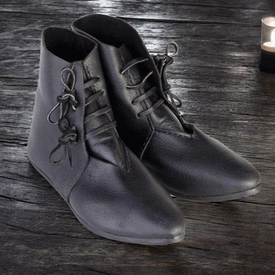 Black Leather Viking Ankle Boots | Four-String Adjustment-3-Viking Warrior