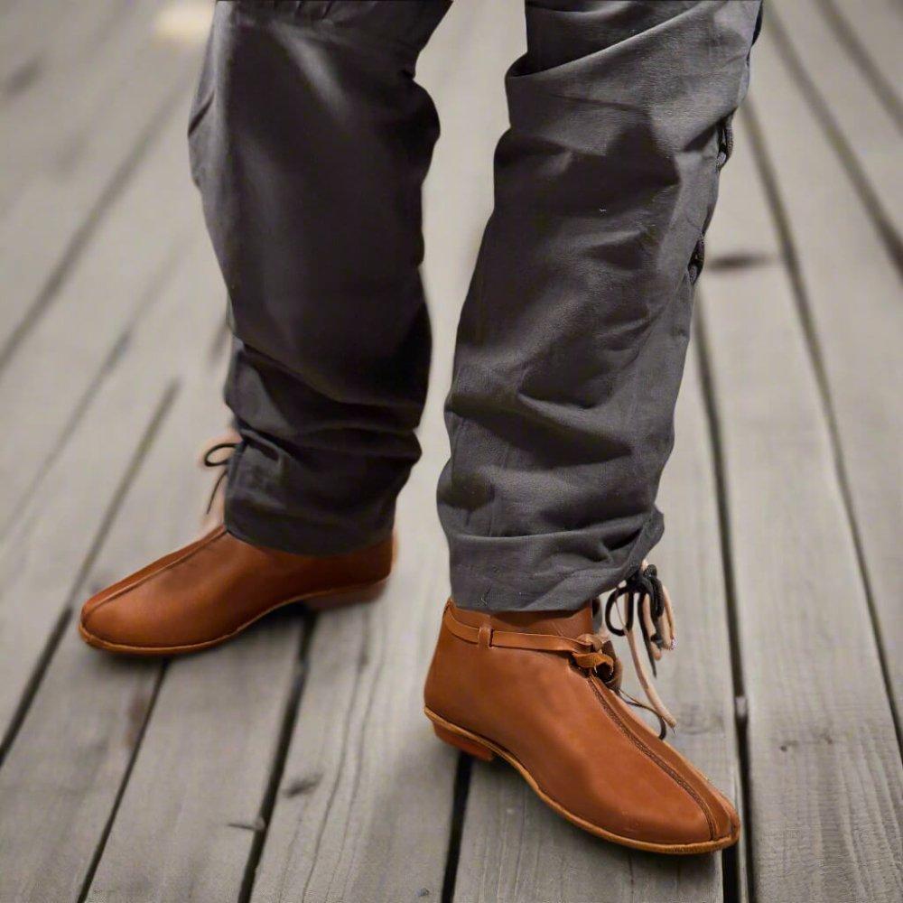 Brown handmade leather Pirate ankle boots, alternate view