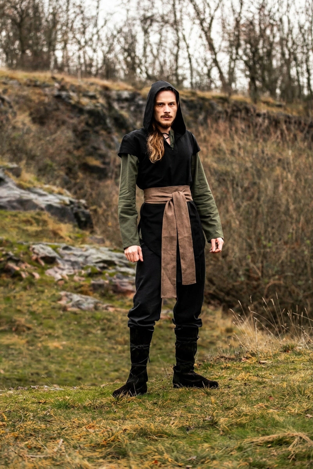 Brown Linen Pirate Sash Belt | Lightweight Unisex Design
