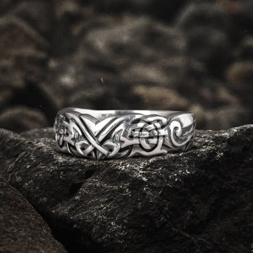Sterling Silver Celtic Knot Pirate Ring | Engraved Celtic Swirls-Pirate Clothing Store