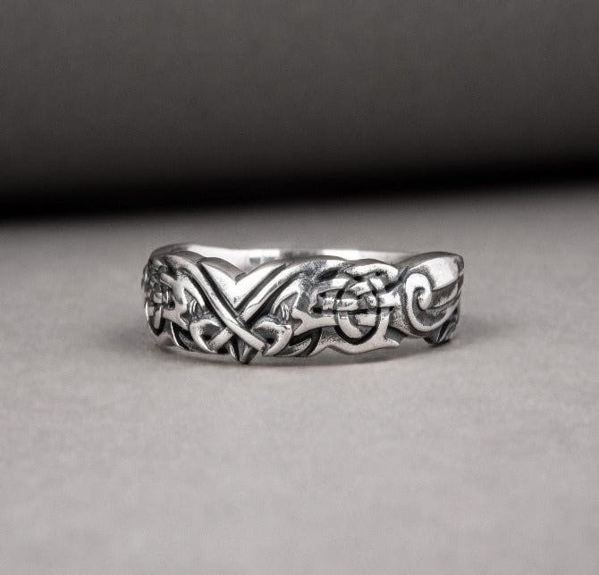 Sterling Silver Celtic Knot Pirate Ring | Engraved Celtic Swirls-Pirate Clothing Store