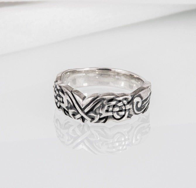 Sterling Silver Celtic Knot Pirate Ring | Engraved Celtic Swirls-Pirate Clothing Store
