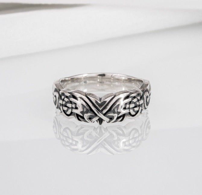 Sterling Silver Celtic Knot Pirate Ring | Engraved Celtic Swirls-Pirate Clothing Store