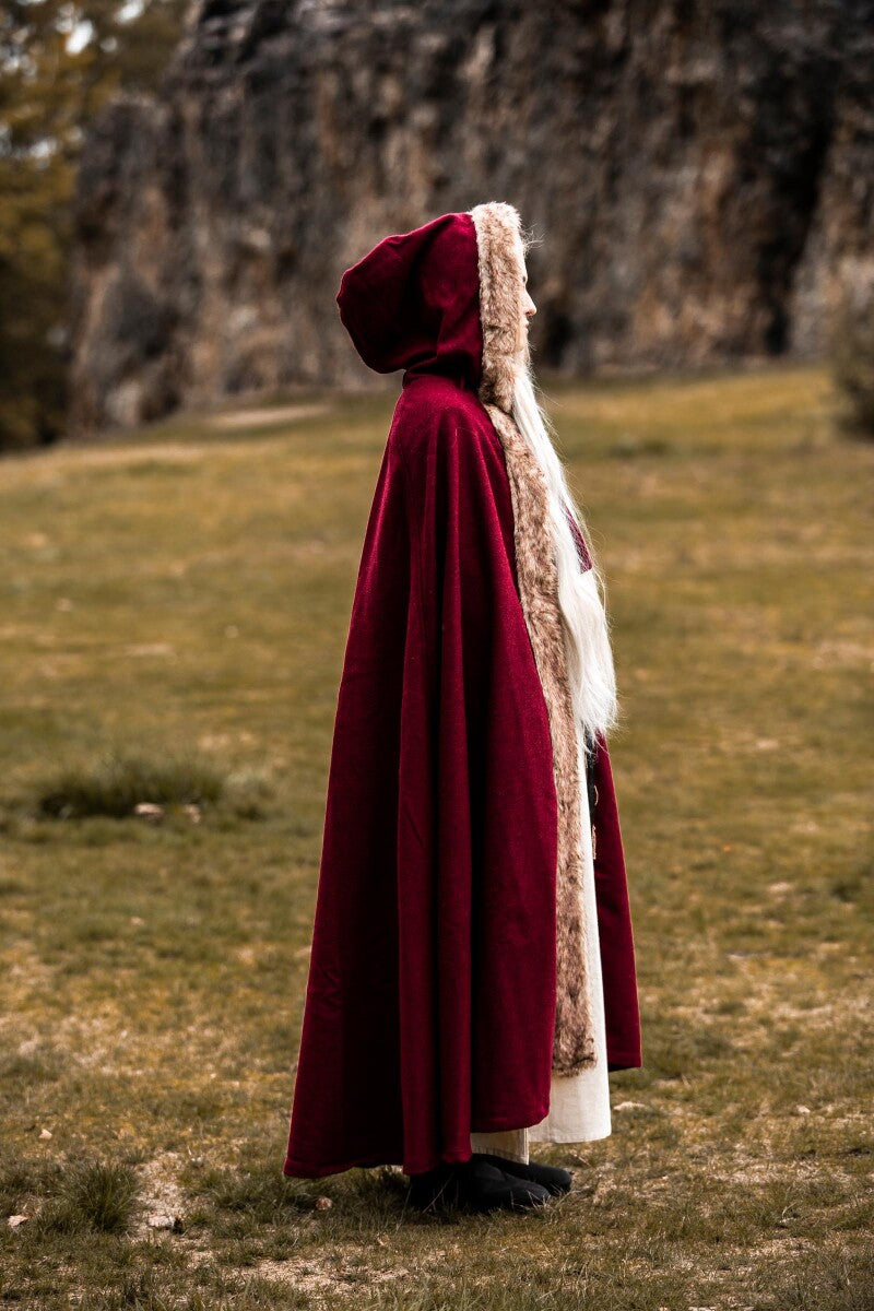 Red Pirate Cape | Hooded with Faux Fur Trim