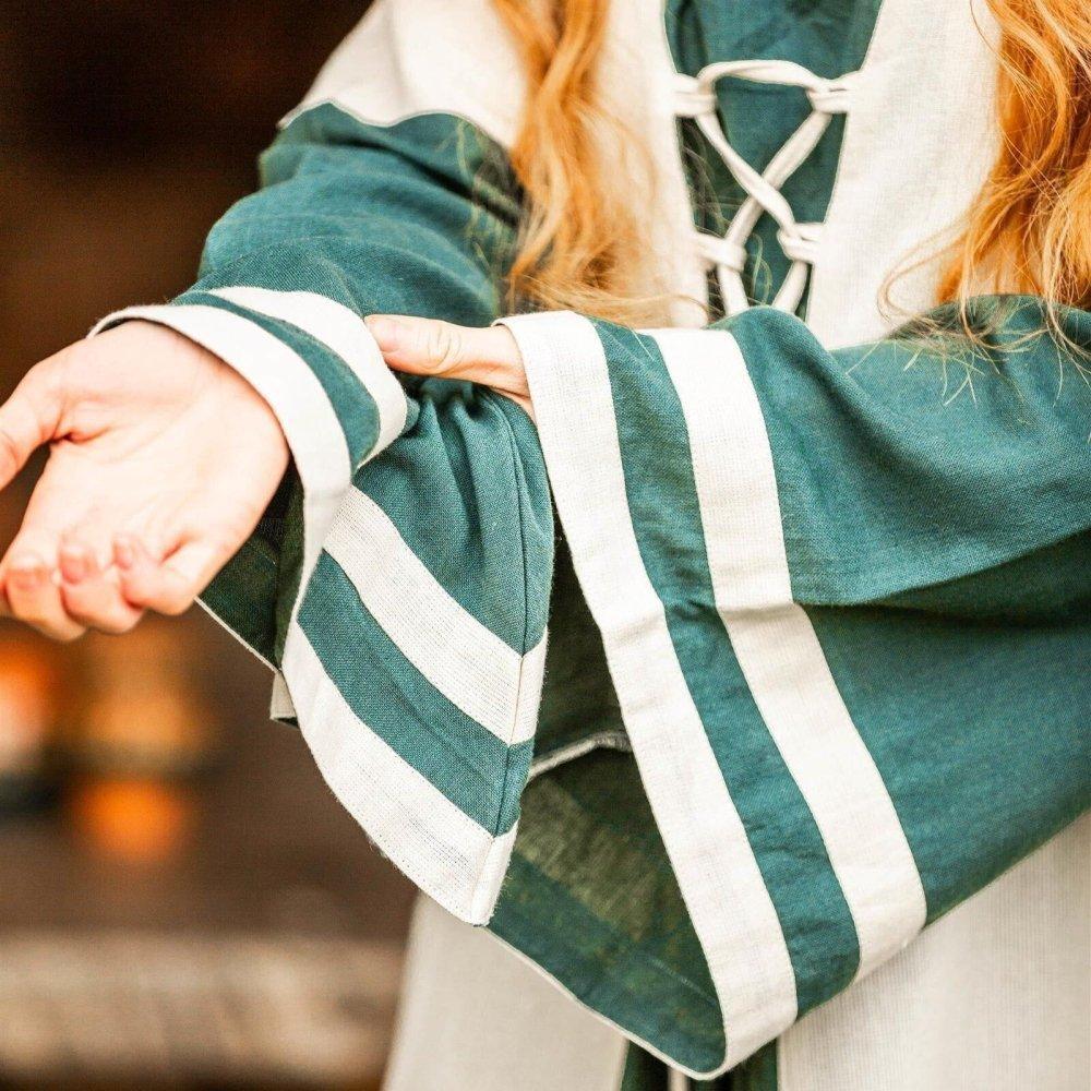 Long sleeve detail on the natural and green Pirate ladies dress