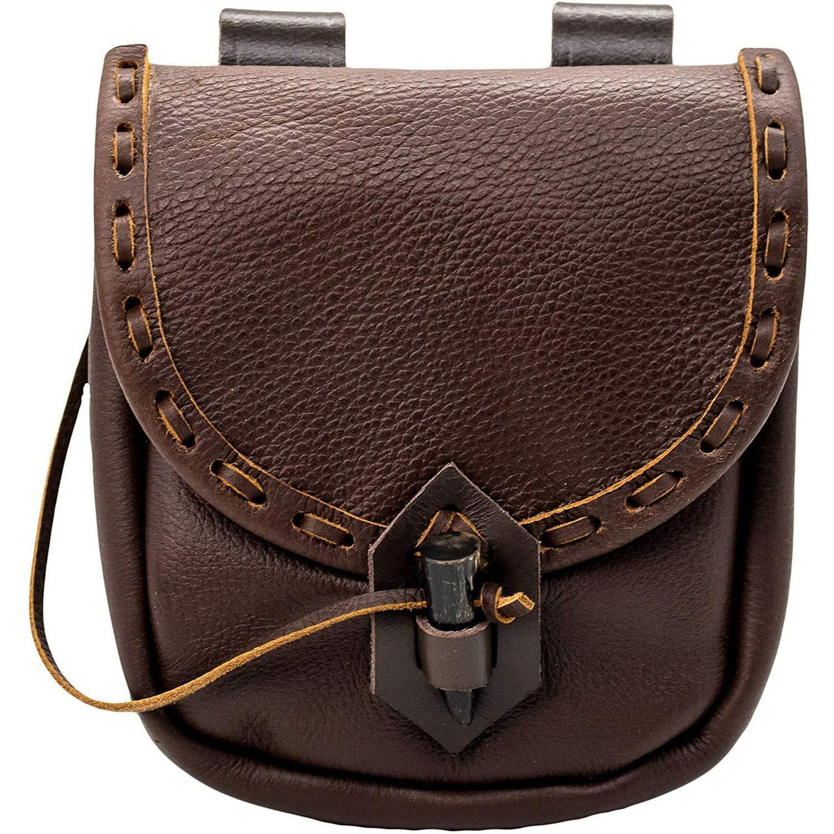 Full-grain leather Pirate belt pouch with horn toggle and belt loop