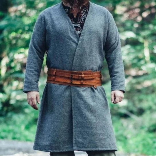 Pirate wool tunic with open front, front view