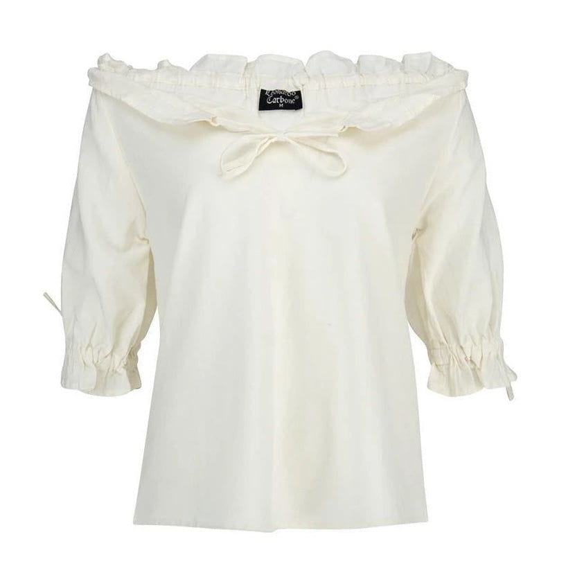 White Cotton Lace-Trimmed Pirate Blouse | On or Off Shoulder-Pirate Clothing Store