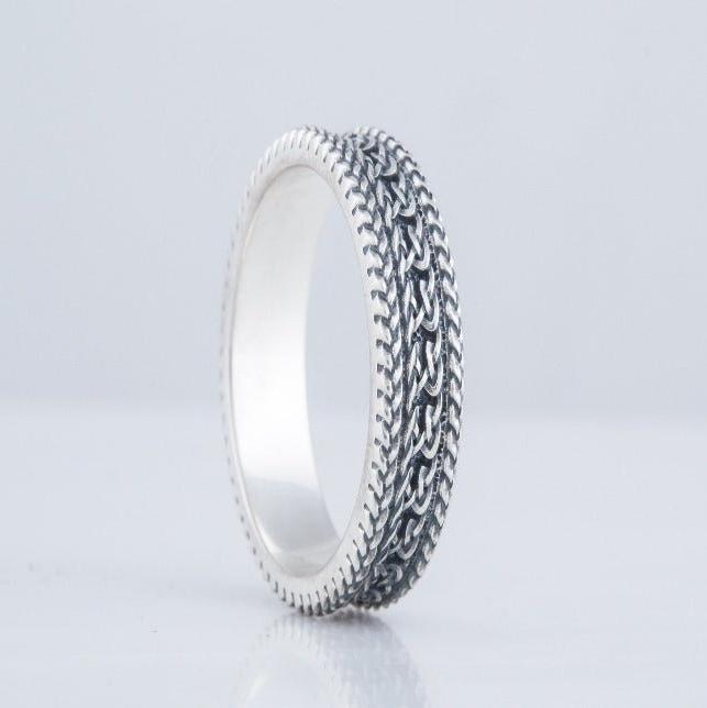 Handcrafted Ornamental Pirate Ring | Sterling Silver | Norse Design-Pirate Clothing Store