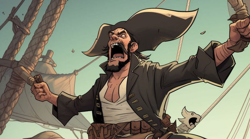 A screaming cartoon pirate
