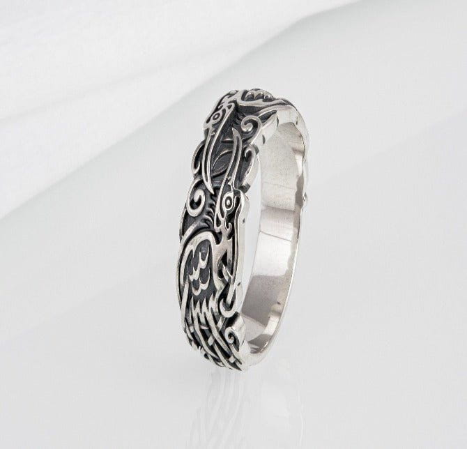 Handcrafted Ravens Pirate Ring | Sterling Silver & Gold-Pirate Clothing Store