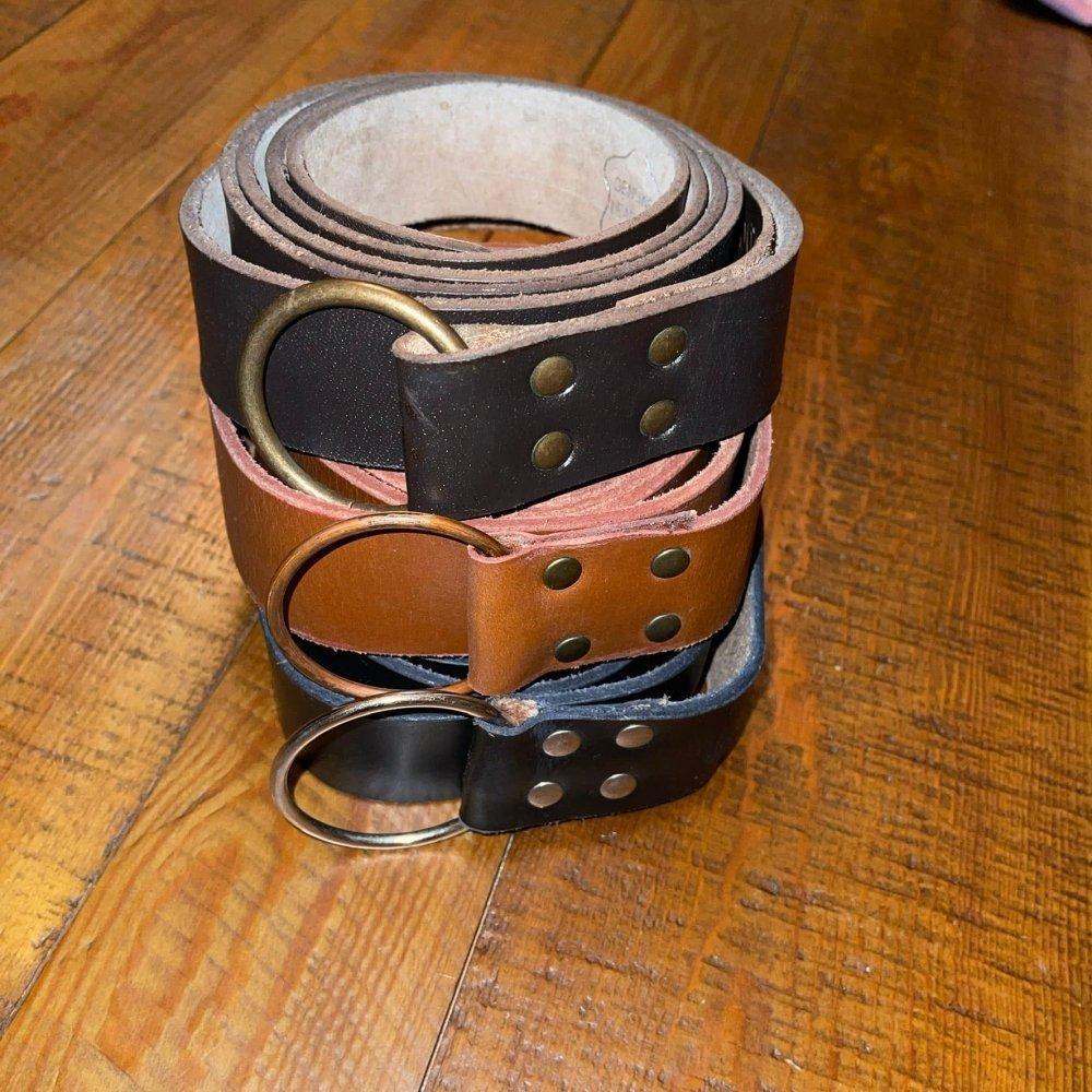 Thick Leather Pirate Belt | Black with Ring Loop
