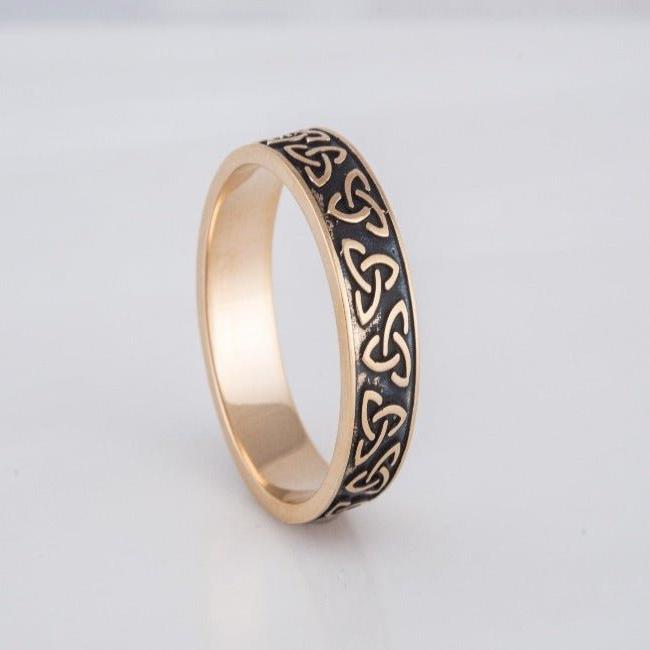Handcrafted Bronze Pirate Ring | Triquetra Norse Design-Pirate Clothing Store