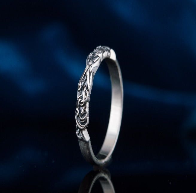 Sterling Silver Raven Pirate Ring | Customizable Size-Pirate Clothing Store