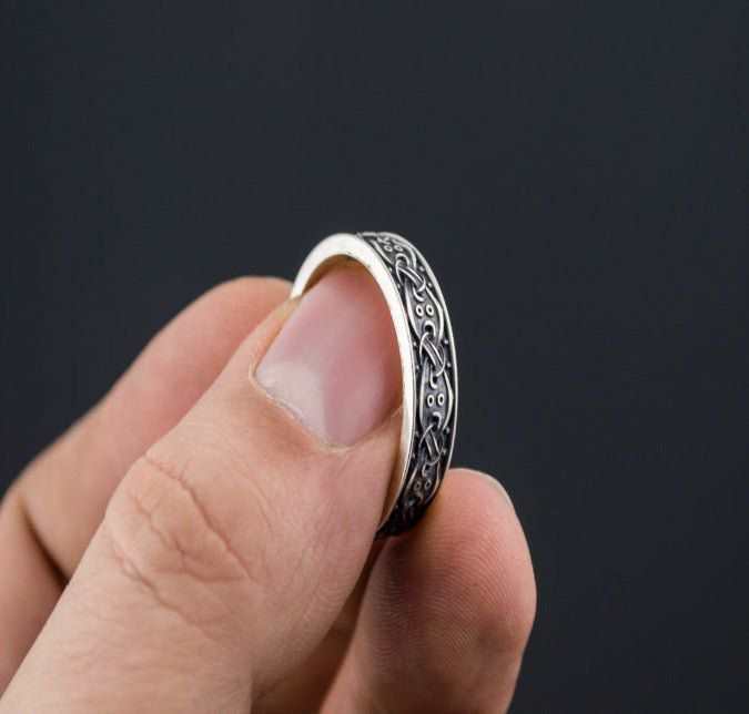 Sterling Silver Norse-Inspired Pirate Ring | Scandinavian Design-Pirate Clothing Store