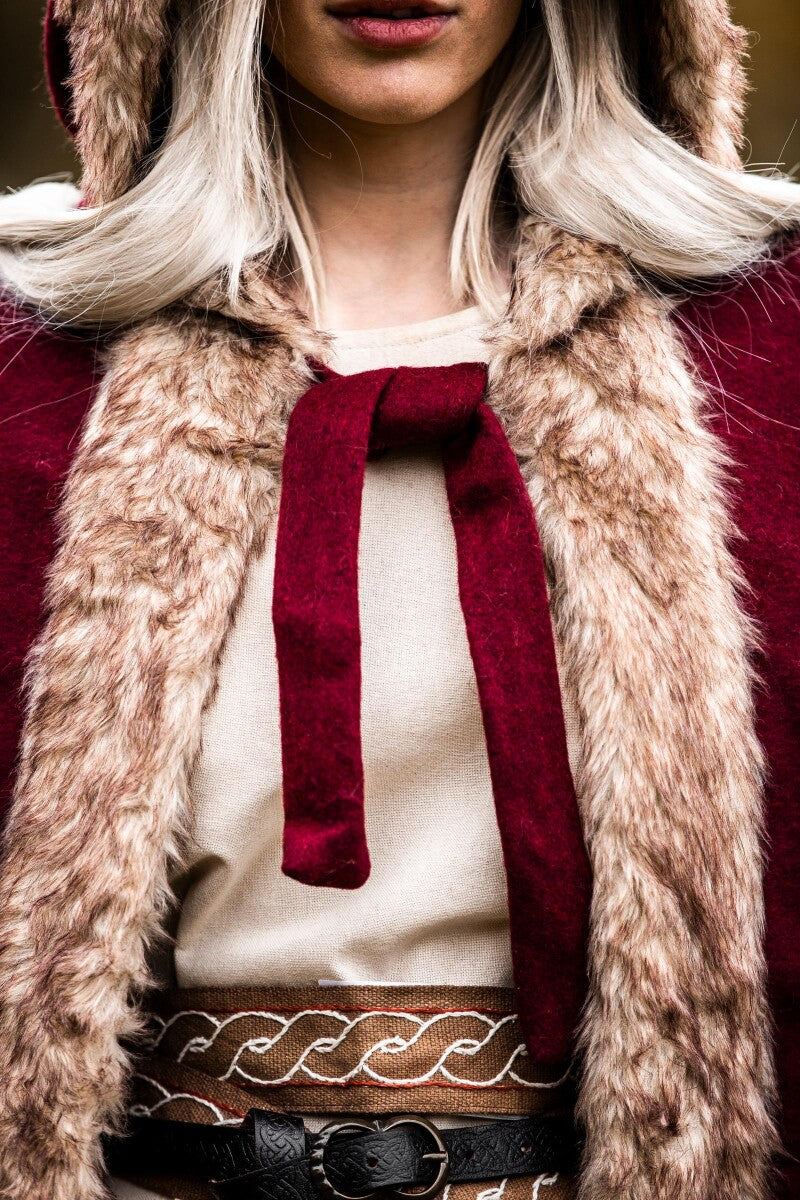 Red Pirate Cape | Hooded with Faux Fur Trim